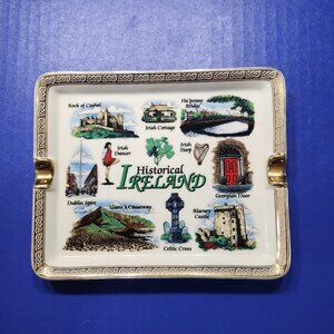 Rare Find: Elgate Products Vintage Ceramic Historical Ireland Rectangle Ashtray